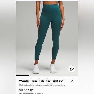 LULULEMON PERFECT CONDITION WUNDER TRAIN HIGH RISE LEGGINGS